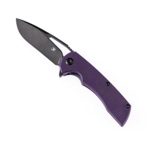 KANSEPT Kryo Pocket Knife 8.08in Folding Knives with 3.58in Black D2 Drop Point Blade and Purple G10 Handle for Outdoor, Tactical, EDC Camping Folding Knife for men T1001B3