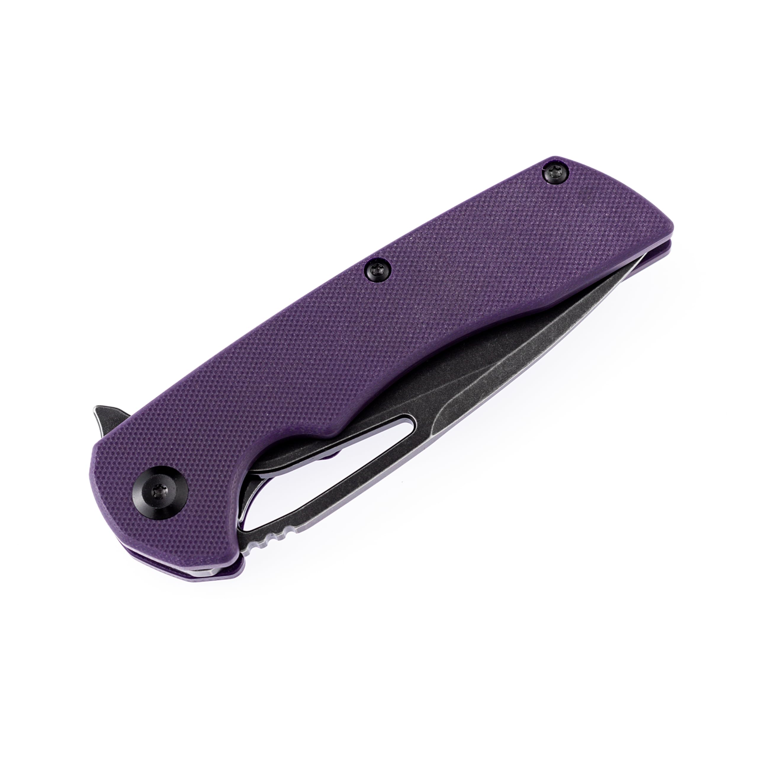 KANSEPT Kryo Pocket Knife 8.08in Folding Knives with 3.58in Black D2 Drop Point Blade and Purple G10 Handle for Outdoor, Tactical, EDC Camping Folding Knife for men T1001B3