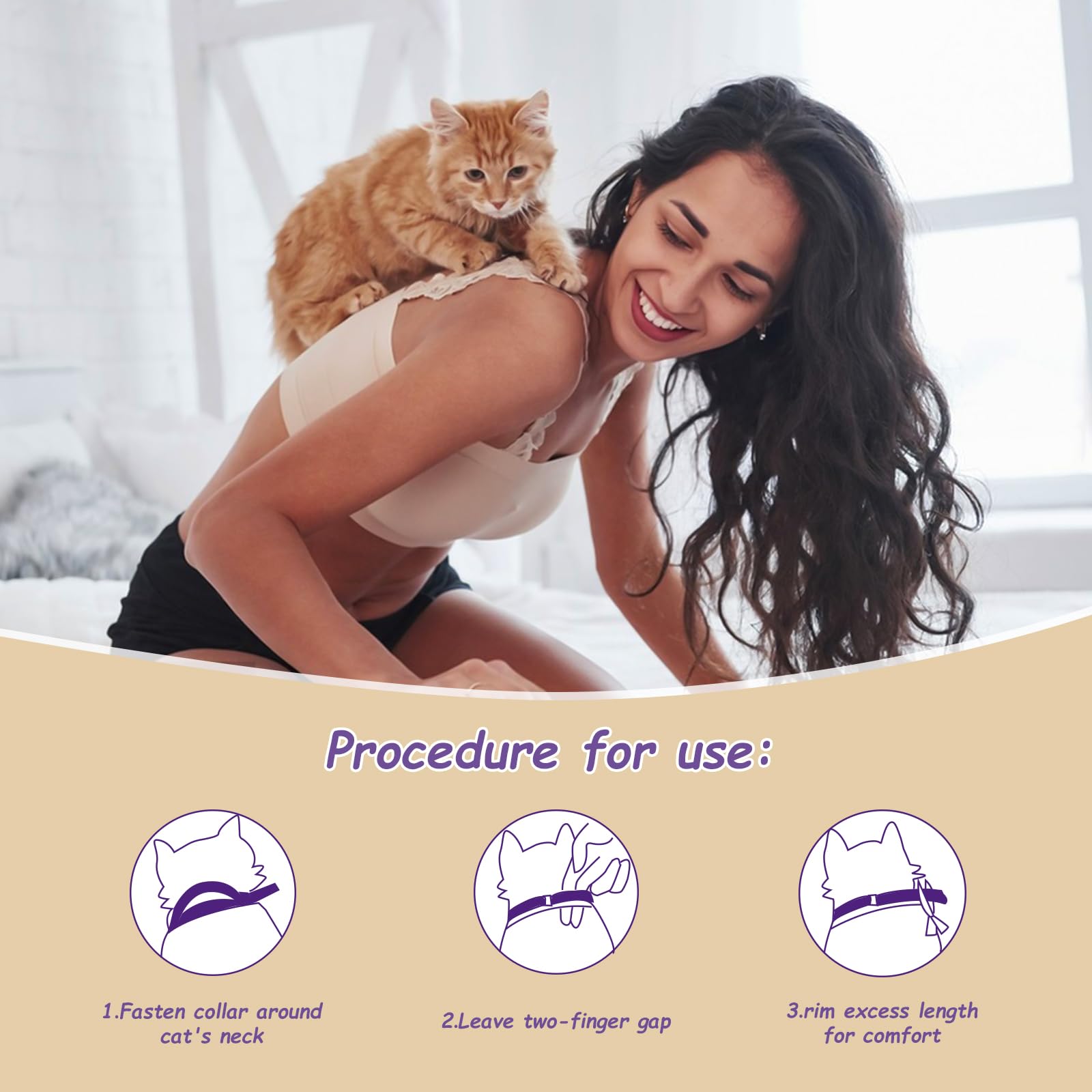 Calming Collar for Cats - 4 Pack, Cat Calming Collar, Adjustable Size, Efficiently Reduces Anxiety & Stress for 30 Days, Safe Cat Pheromone Collar, Promotes Relaxation, Calming Cat Collar