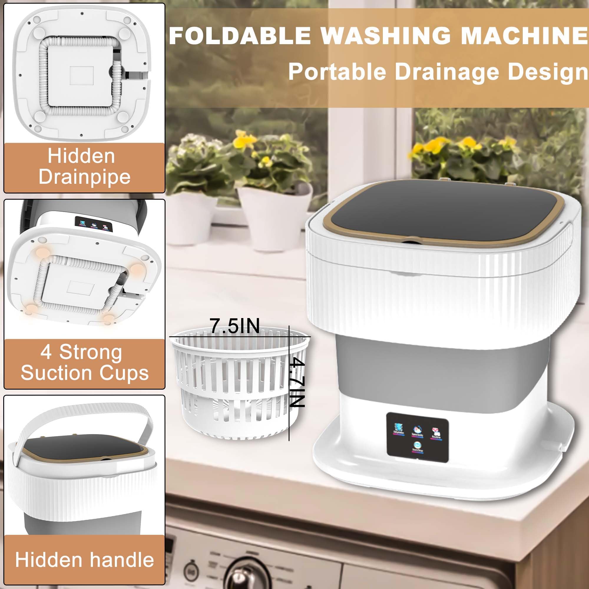 SWOJG Mini Portable Washing Machine with Spin Dry, 11L Small Lavadora Portatil, 3 Modes Compact Washer Deep Cleaning for Baby Clothes, Underwear, Socks, Apartment, Dorm, RV Camping Travel Laundry