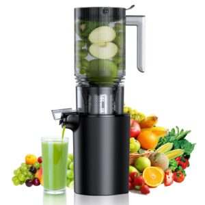 cold press juicer, slow masticating juicer with "6.1" extra large feed chute fit whole fruits & vegetables, juicer machines with 2 cups, easy to clean and high juice yield