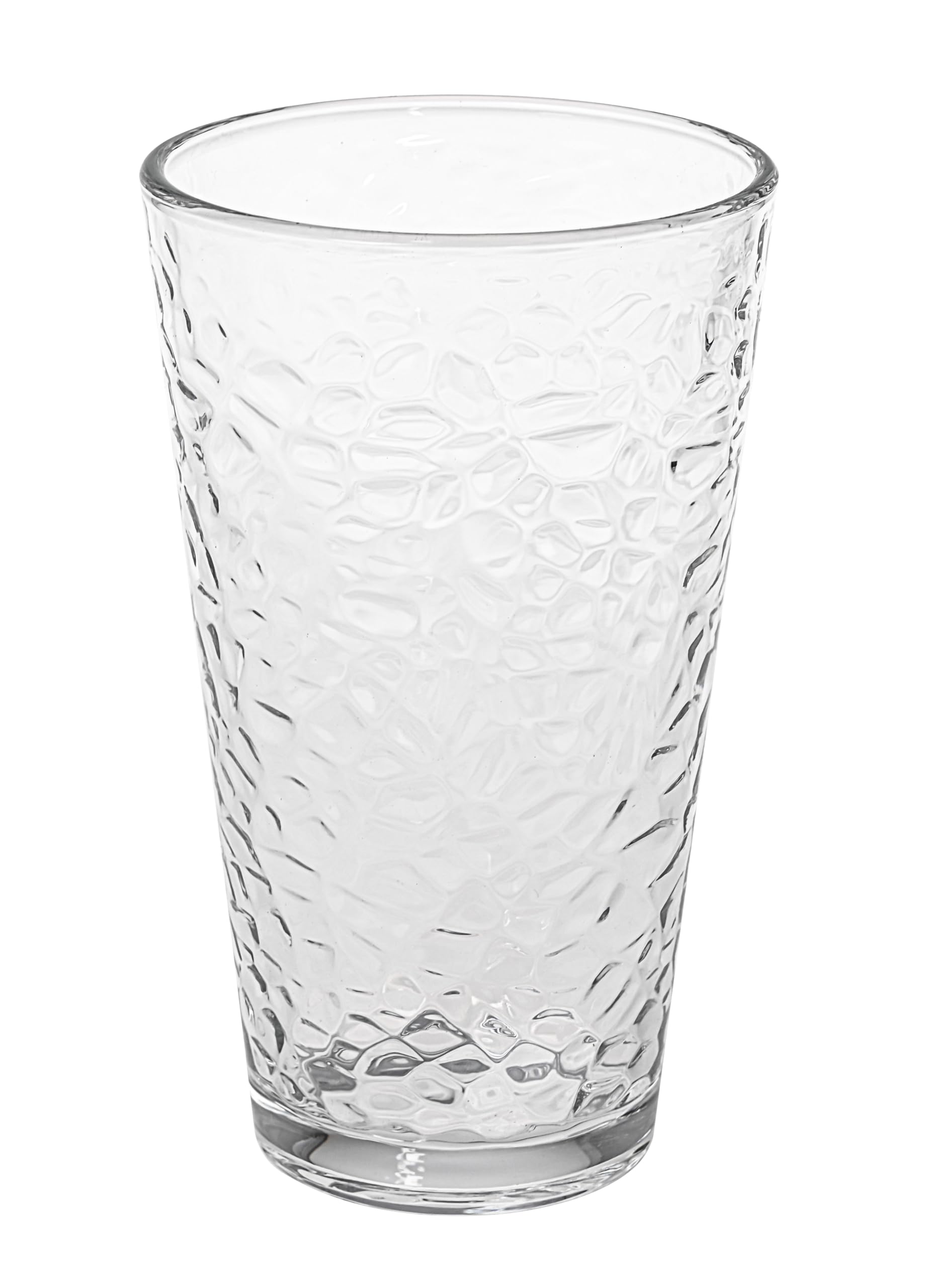 Set of 10 Hammered Glass Cups, 16oz. Dishwasher Safe Cocktail Drinking Glasses - Clear Heavy Base Stemmed Water Glasses, Tall Beer Glasses, Bar Glass, Juice, Iced Tea, Margarita, & Everyday Drinks.