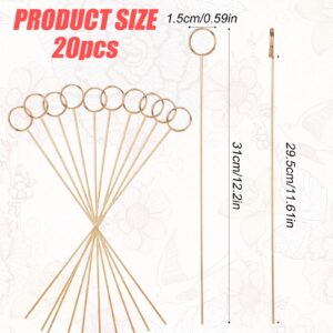 20pcs Floral Card Holder Picks, Metal Round Shape Golden Card Holder Gift Card Holder Fancy Flower Pick Clips Flower Bouquet Accessories for Party Wedding Flower Arrangements