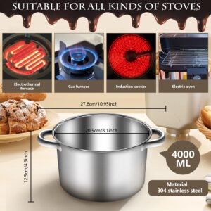 Artcome 304 Stainless Steel Double Boiler Set - 2.6QT Melting Bowl with Scale and Handle - 4.2QT Dual-Handle Pot - Stackable Water Bath Melting Pot Set for Butter, Chocolate, Wax, Sugar, Candle