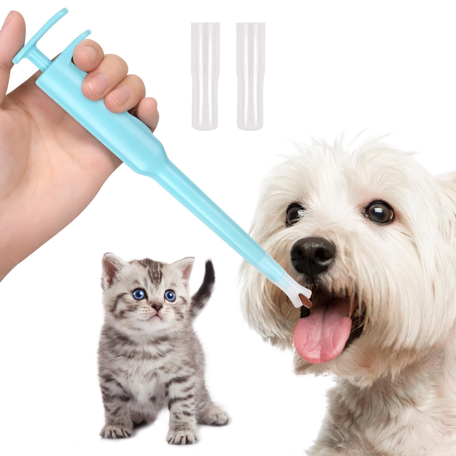 Sarini Pet Pill Dispenser-Pet Piller Gun Oral Tablet Capsule, Pet Pill Plunger Popper with Pusher Pet Pill Feeder for Dogs Cats and Small Animals (Blue)