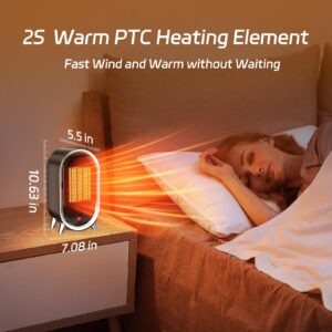 Feculs Space Heaters for Indoor Use, 900W Space Heater Indoor, Small Office Heater for Indoor Use with 2 Heating Modes, Overheat & Tip-Over Protection, Portable Desk Heater for Office Bedroom