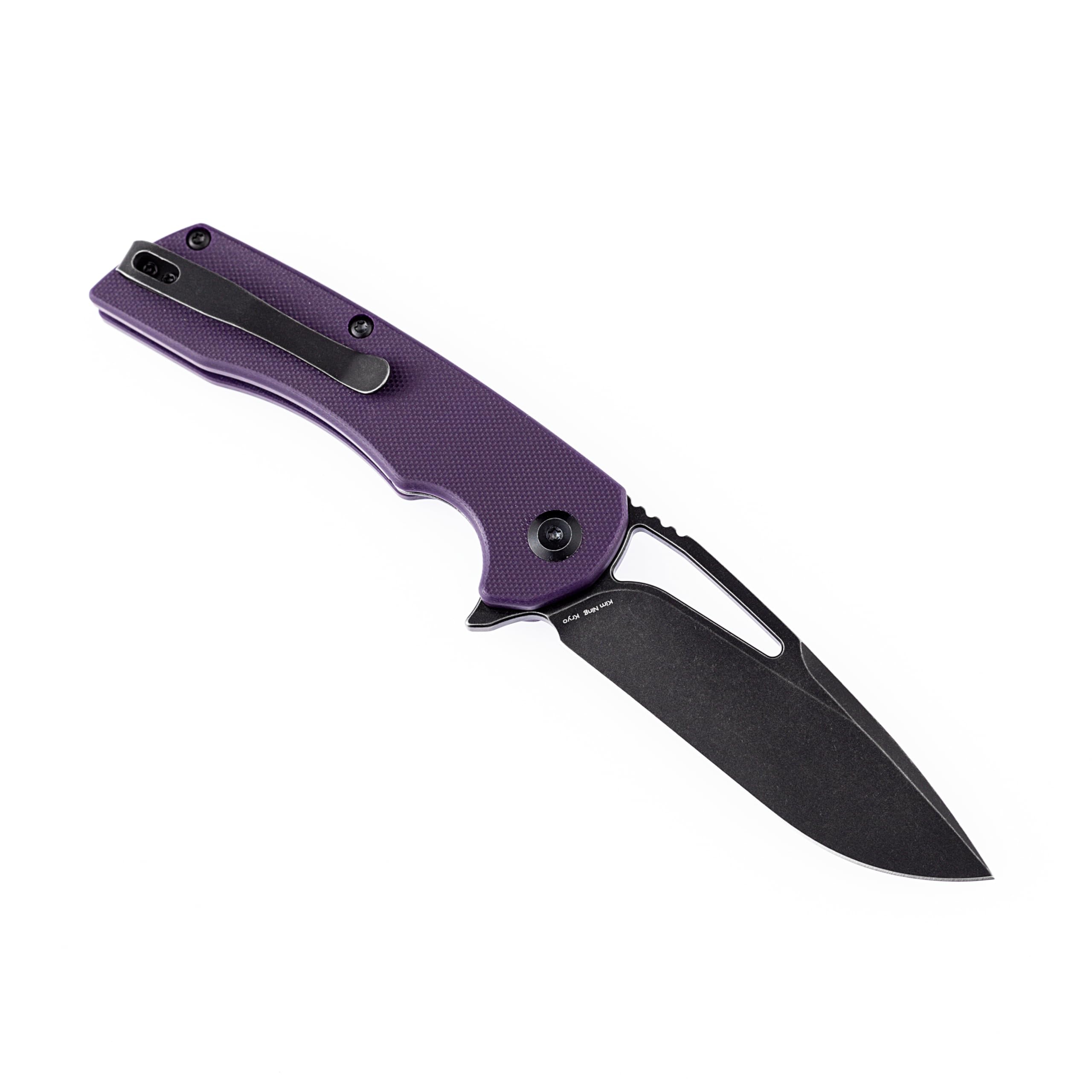 KANSEPT Kryo Pocket Knife 8.08in Folding Knives with 3.58in Black D2 Drop Point Blade and Purple G10 Handle for Outdoor, Tactical, EDC Camping Folding Knife for men T1001B3