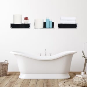 DRMHM Acrylic Floating Shelves for Wall, Acrylic Shelves for Bathroom Bedroom and Kitchen Wall Display Shelf 9 * 4in Black