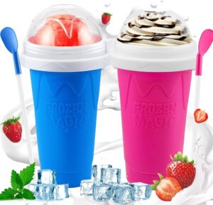 slushie maker cup, magic frozen slushy maker squeeze cup, smoothie squeeze cup for juices, milk shake ice cream maker, cooling cup (pink, large)