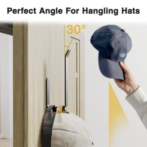 songsoso Hat Wall Racks for Baseball-Cap Organizer : Large Size Aluminum Alloy Adhesive Hooks - Holds Up to 10 Caps, Ideal for Hats, Scarves, Bath Towel, Bags (2 Pack)