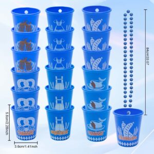 SUNKIM 18 Pcs Beer Festival Shot Glass on Beaded Necklaces Beer Festival Plastic Shot Glass Necklaces Beer Festival Cups for Bavarian German Beer Festival,6 Styles