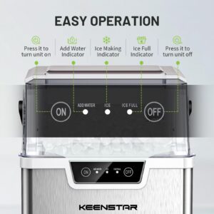 KEENSTAR Nugget Countertop Ice Maker with Soft Chewable Ice, Pebble Sonic Ice Machine with Basket and Scoop, Ready in 5 Mins, 40Lbs/24H, Auto Self-Cleaning, for Home, Kitchen, Office, Party, Camping