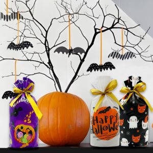 AouEtnay 50 Pcs Halloween Drawstring Candy Bags Halloween Treats Bags Goodie Bags, Trick or Treat Bags, Cookie Bags for Halloween Party Favors Supplies