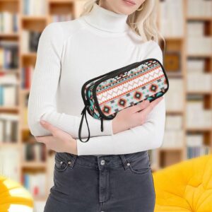 J JOYSAY Aztec Pattern Pencil Case Pouch Big Capacity Pencil Bags with Zipper Portable Pencil Box Large Pen Bag for Adults Teens Kids