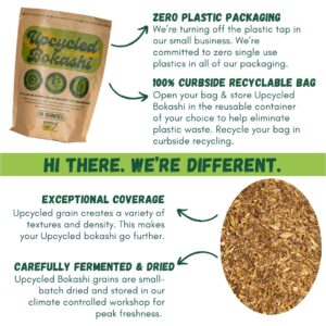 Garden of Oz Upcycled Bokashi Compost Starter (10 ounces) – 100% Upcycled Grains for Kitchen Compost Bin – Premium Dry Bokashi Bran, Efficiently Compost Food & Pet Waste, Zero Plastic Packaging