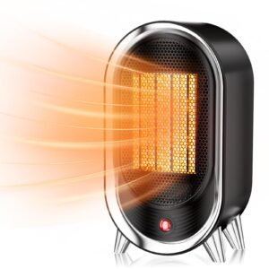 feculs space heaters for indoor use, 900w space heater indoor, small office heater for indoor use with 2 heating modes, overheat & tip-over protection, portable desk heater for office bedroom