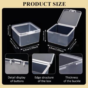 FAMLEAF 4 Pieces Clear Storage Boxes, Plastic Organizer Bins with Lids for Bead, Crafts, Earring Jewerly, Diamond Painting, Small Items (2.55 x 2.55 x 1.49 Inch)