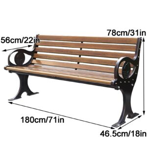 YLLSMGS Outdoor Bench Cast Aluminium with Slatted Seat and Dolphin-Shaped Chair Legs Metal Outside Bench for Lawn, Balcony(180cm/71in)