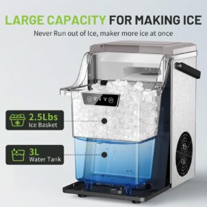 KEENSTAR Nugget Countertop Ice Maker with Soft Chewable Ice, Pebble Sonic Ice Machine with Basket and Scoop, Ready in 5 Mins, 40Lbs/24H, Auto Self-Cleaning, for Home, Kitchen, Office, Party, Camping