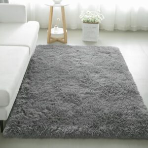 KCHOWUA 3x5 Rug for Bedroom Fluffy Rugs Grey Rug for Living Room Soft Shag Plush Machine Washable Rug for Kids Baby Room Nursery Non Slip Small Area Rugs Comfy Shaggy Rug for Dorm Fuzzy Floor Carpet