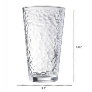 Set of 10 Hammered Glass Cups, 16oz. Dishwasher Safe Cocktail Drinking Glasses - Clear Heavy Base Stemmed Water Glasses, Tall Beer Glasses, Bar Glass, Juice, Iced Tea, Margarita, & Everyday Drinks.