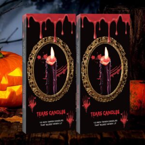 6 Pack Vampire Tears Taper Candles, 10 inch Tall Bleeding Candles, Soundvalue Unscented Black Tapered Candlesticks, Spooky Blood Drip Candles Set for Halloween Party Gothic Home Decorations