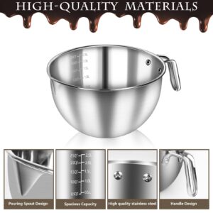 Artcome 304 Stainless Steel Double Boiler Set - 2.6QT Melting Bowl with Scale and Handle - 4.2QT Dual-Handle Pot - Stackable Water Bath Melting Pot Set for Butter, Chocolate, Wax, Sugar, Candle