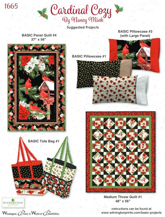 Wilmington Prints Cardinal Cozy Holly Toss, Fabric by The Yard (Cream)