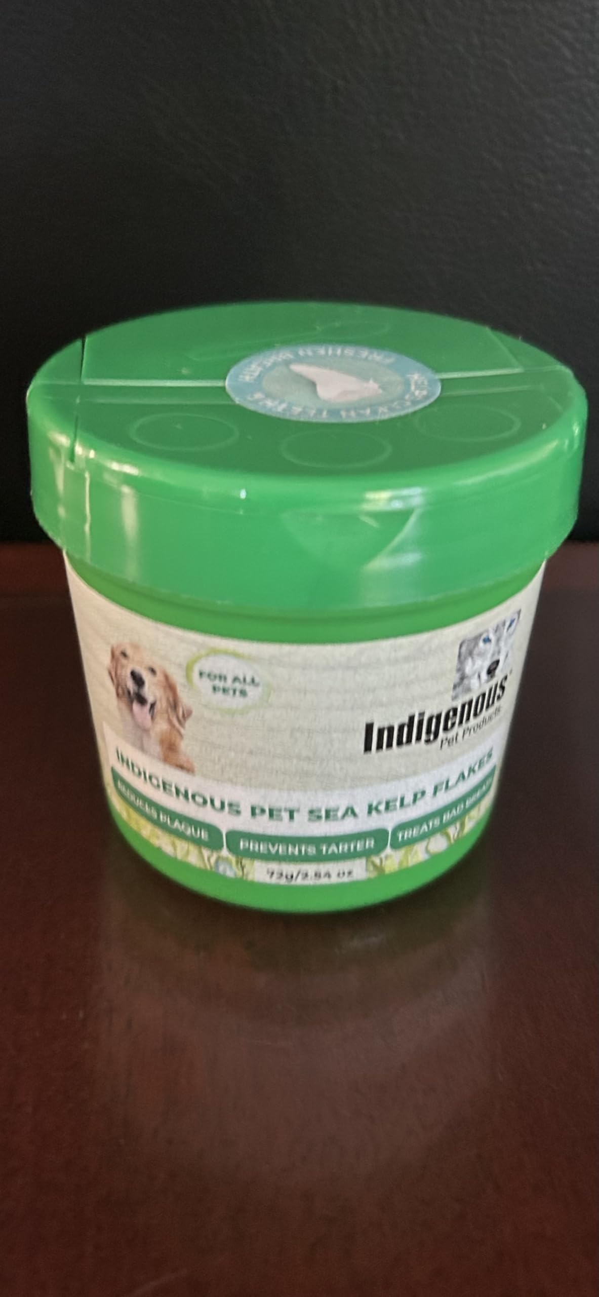 Indigenous Pet Products Organic Sea Kelp Flakes for Dogs, 72g/ 2.54oz, Green