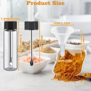 Nokiils 6 Pcs Mini Spice Containers, Portable Glass Spice Dispenser Storage Bottle, Leak-Proof Travel Camping Spice Containers Vial with Spoon (Transparent)