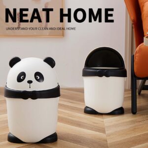 Mini Trash Can With Lid, Cute Panda Trash Can, Removable Small Garbage Can, Tiny Plastic Trash Bin, Swing Top Lid Wastebasket, Counter Garbage Lint Bin For Bathroom,Office,Kitchen,Desk,Coffee Table