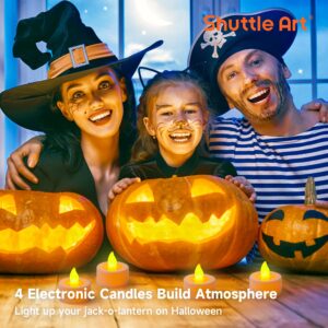 Shuttle Art 29PCS Halloween Pumpkin Carving Kit, 22 PCS Stainless Steel Pumpkin Carving Stencils with 4 Electronic Candles & 3 Carving Tools, Easy Safe Fun and Durable for Kids Adults Pumpkin Carving