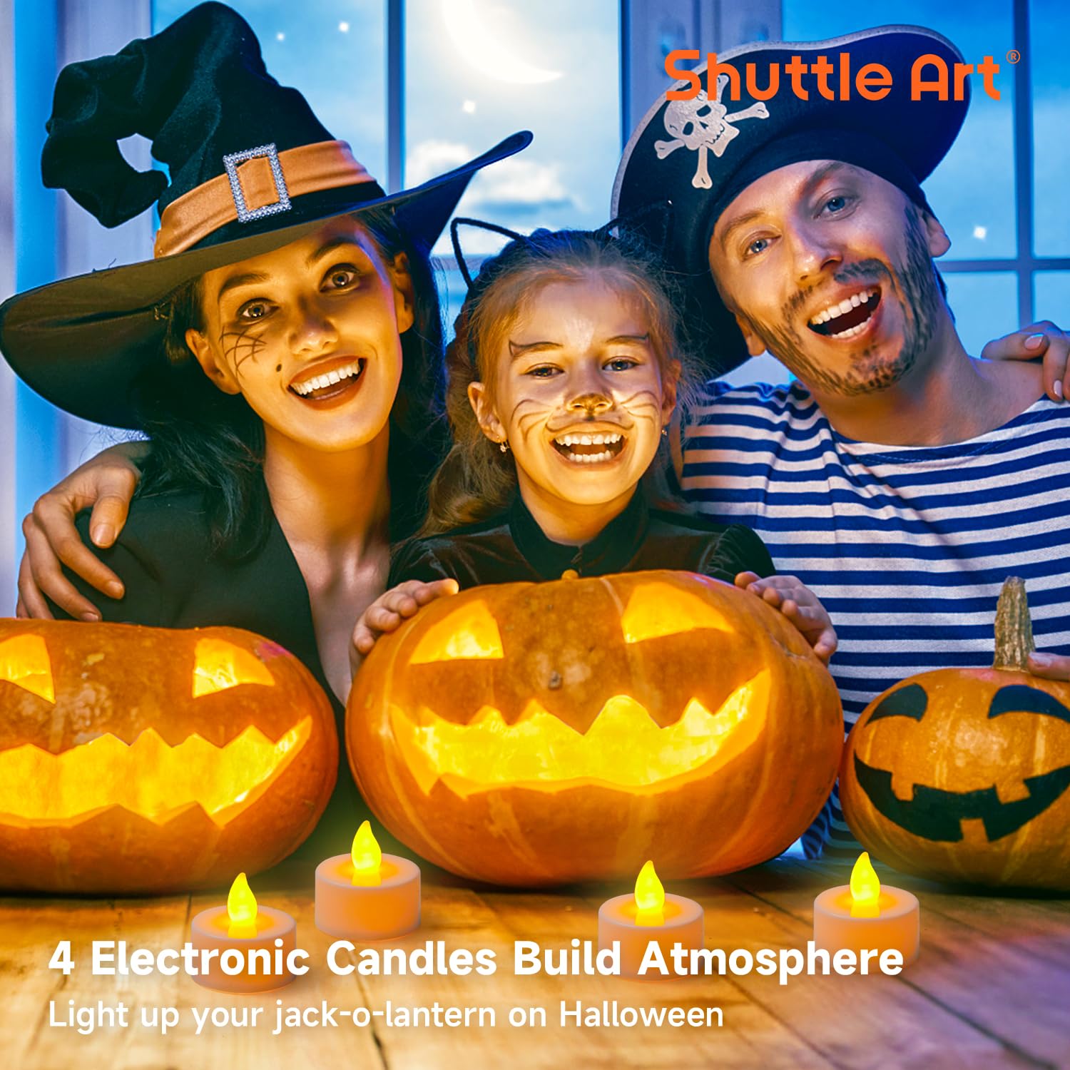 Shuttle Art 29PCS Halloween Pumpkin Carving Kit, 22 PCS Stainless Steel Pumpkin Carving Stencils with 4 Electronic Candles & 3 Carving Tools, Easy Safe Fun and Durable for Kids Adults Pumpkin Carving