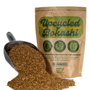 Garden of Oz Upcycled Bokashi Compost Starter (10 ounces) – 100% Upcycled Grains for Kitchen Compost Bin – Premium Dry Bokashi Bran, Efficiently Compost Food & Pet Waste, Zero Plastic Packaging