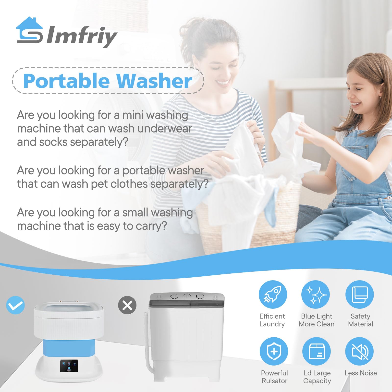 Portable washing machine and Spin Dryer, Portable Washer Cleans Underwear,Baby Clothes,Small Clothes,Pet Clothes for Traveling Camping Apartments Hotel Dormitories RV.(Blue, 11.5L)