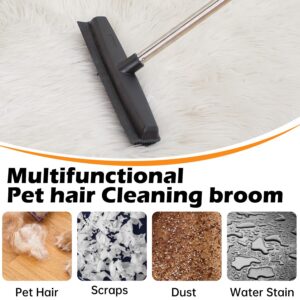 Pet Hair Removal Broom Rubber Broom for Carpet,Floor Brush for Carpet,60" Long Handle Fur Sweeper with Long Handle for Fluff Carpet