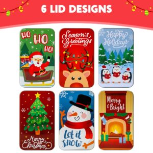 JOYIN 6PCS Present Card Holder Tin Boxes 4.33” x 2.6” x 0.6” Christmas Tins Holders for Christmas Holiday Decor, Xmas Party Box,6 designs