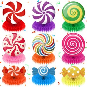 9pcs sweet candy table decorations christmas candyland party decorations colorful lollipop candy honeycomb centerpieces table topper for candy birthday party baby shower christmas party supplies