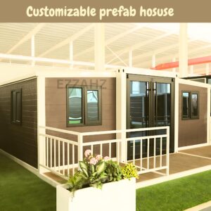 Portable 19x20ft Prefabricated Family Container House-380Sq Ft Mobile Prefab House with 2 Bedrooms, Living Room, and Fully Equipped Kitchen and Bathroom-Suitable for Living House Office and Villa