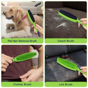 Pet Hair Removal Rubber Broom, Carpet Brush with Squeegee for Cleaning Pet Hair, Hair Fur Remover Silicone Dog Hair Floor Brush, Dual-Sided for Pet Grooming and Lint Removal for Couch and Clothes