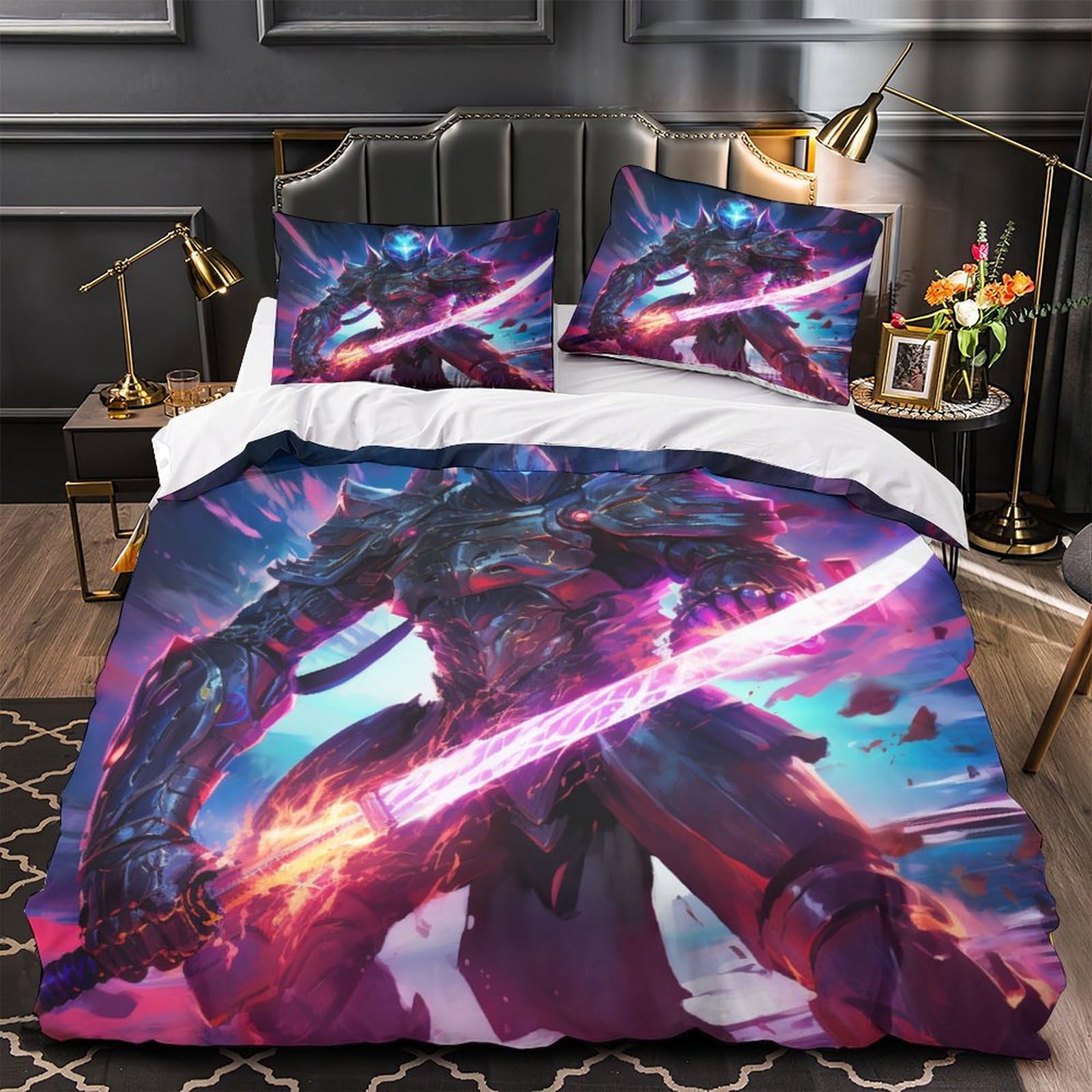 EVMILA Ninja 3D PrintedMech Warrior Duvet Cover Quilt Cover Comforter Covers Bedding Set Microfiber 3 Pieces for Childrens and Adults with Pillowcases with Zipper Closure Queen（228x228cm）