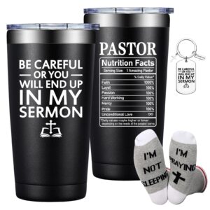 grifarny pastor appreciation gifts - pastor gifts for men, women - thank you, christmas gifts for pastor - be careful or you will end up in my sermon pastor tumbler cup 20oz