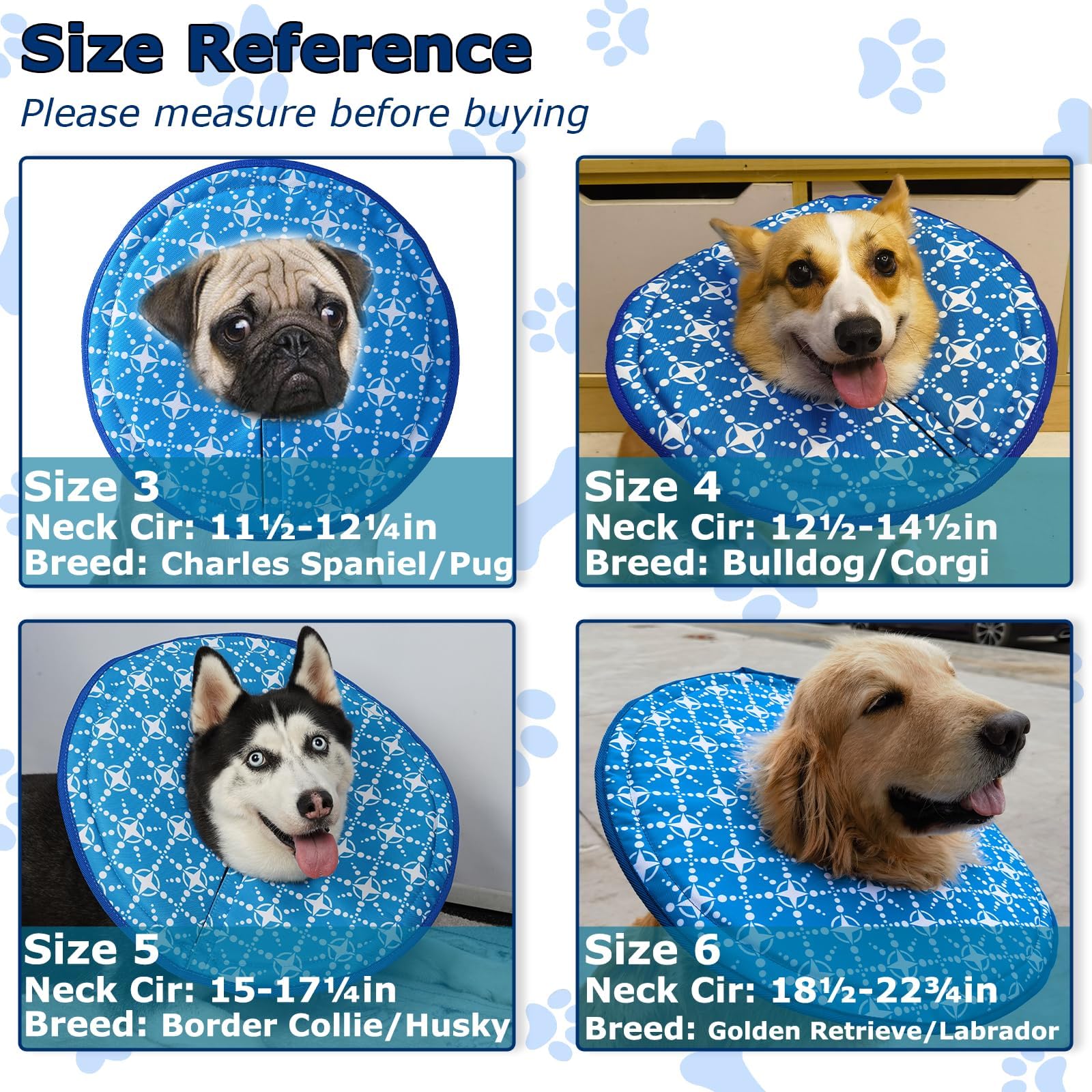 Crazy Felix Soft Dog Cones for Large Medium Small Dogs, Dog Recovery Cone Collar Alternative After Surgery to Stop Licking Scratching, Elizabethan Collar with Hook & Loop Drawstring