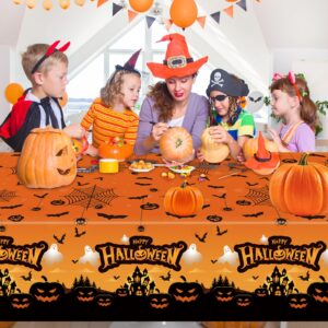 hapray 2 Pack Halloween Plastic Tablecloths for Rectangle Tables, Waterproof Disposable Party Table Cloths, Table Covers for Decorations, Tablecover 54" x 108"