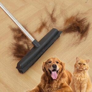 Pet Hair Removal Broom Rubber Broom for Carpet,Floor Brush for Carpet,60" Long Handle Fur Sweeper with Long Handle for Fluff Carpet