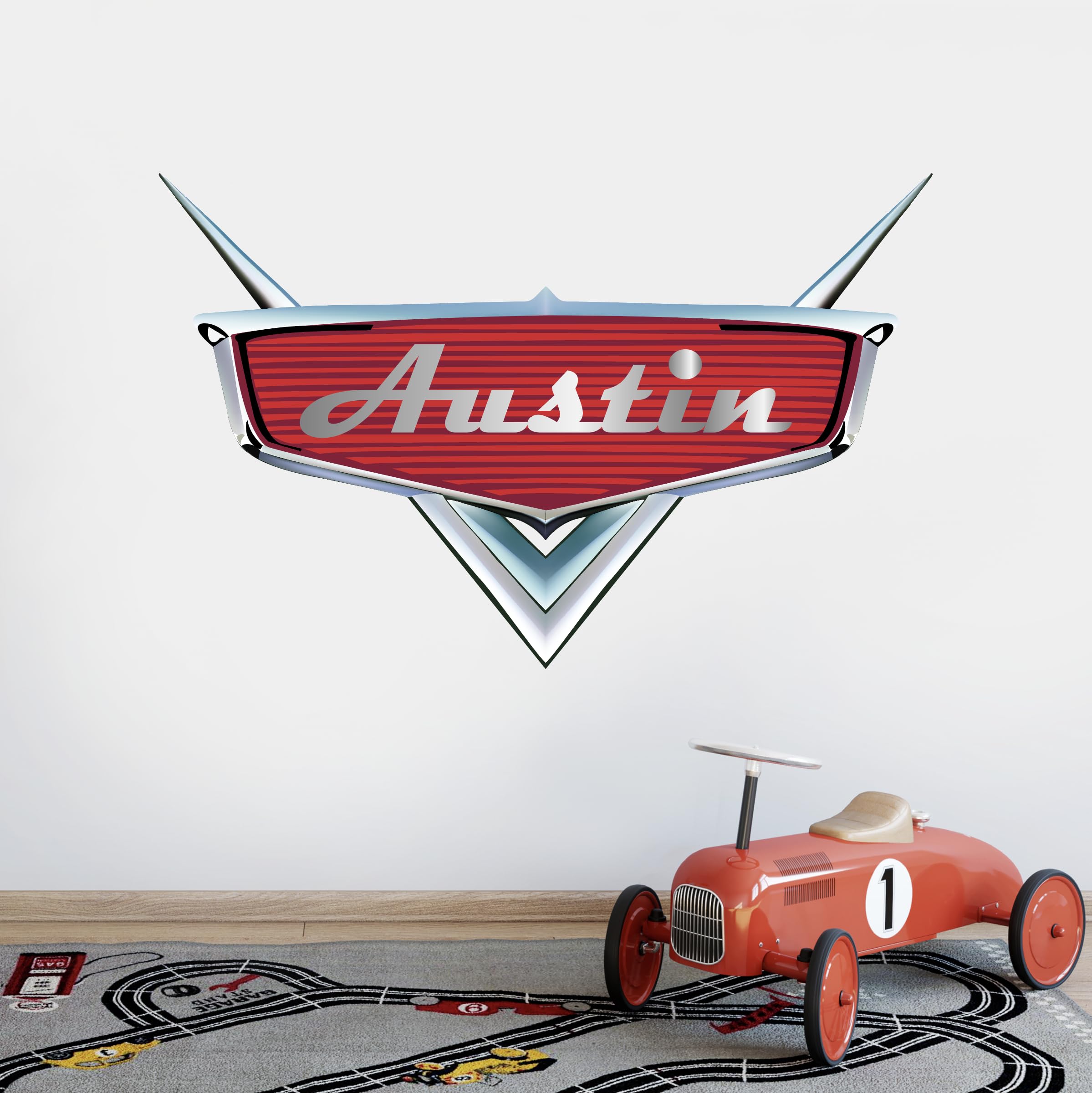 Cars Name Wall Decal - Personalized Cars Sticker for Kids Room - Racing Cartoon Wall Decor for Boys - Removable Race Car Wall Decoration for Bedroom Classroom Playroom Art Mural Vinyl Stickers