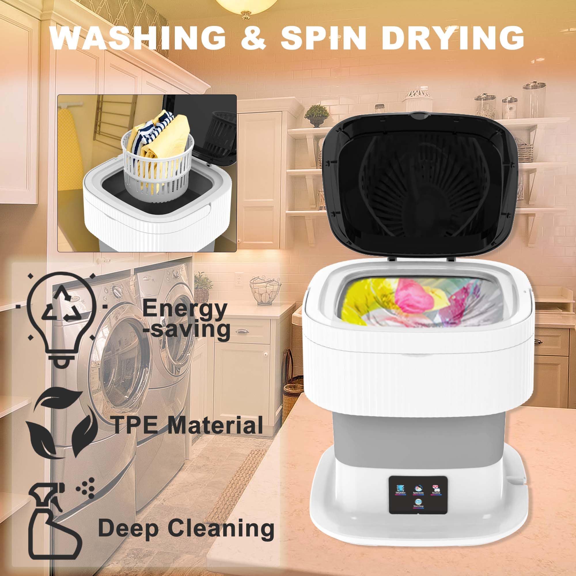 SWOJG Mini Portable Washing Machine with Spin Dry, 11L Small Lavadora Portatil, 3 Modes Compact Washer Deep Cleaning for Baby Clothes, Underwear, Socks, Apartment, Dorm, RV Camping Travel Laundry