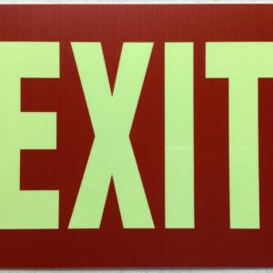 Photoluminescent red EXIT SIGN/GLOW IN THE red DARK EXIT SIGN (ALUMINIUM, 7X10 INCH,HEAVY DUTY, RUST FREE)