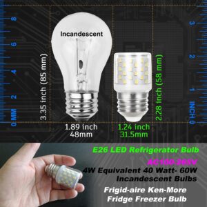 KEI D34L Refrigerator Bulb AC100-265V Replacement 3.5W LED Appliance Light Bulb 4W Equivalent 40W-60W E26 Medium Screw Base Daylight White 5000K for Frigid-aire Ken-More Fridge Freezer Bulb, 2 Pack