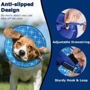 Crazy Felix Soft Dog Cones for Large Medium Small Dogs, Dog Recovery Cone Collar Alternative After Surgery to Stop Licking Scratching, Elizabethan Collar with Hook & Loop Drawstring